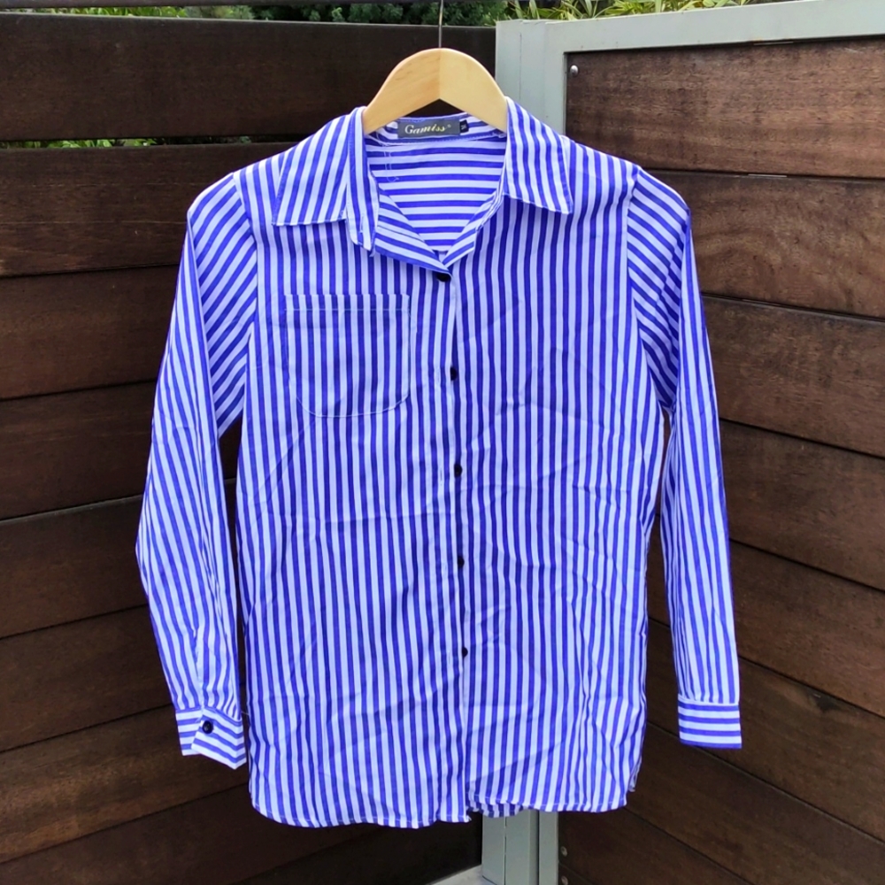 blue white stripe button down